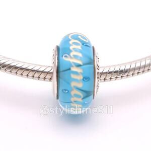 Special Edition Authentic PANDORA Silver Cayman Blue Zig-Zag Murano Charm